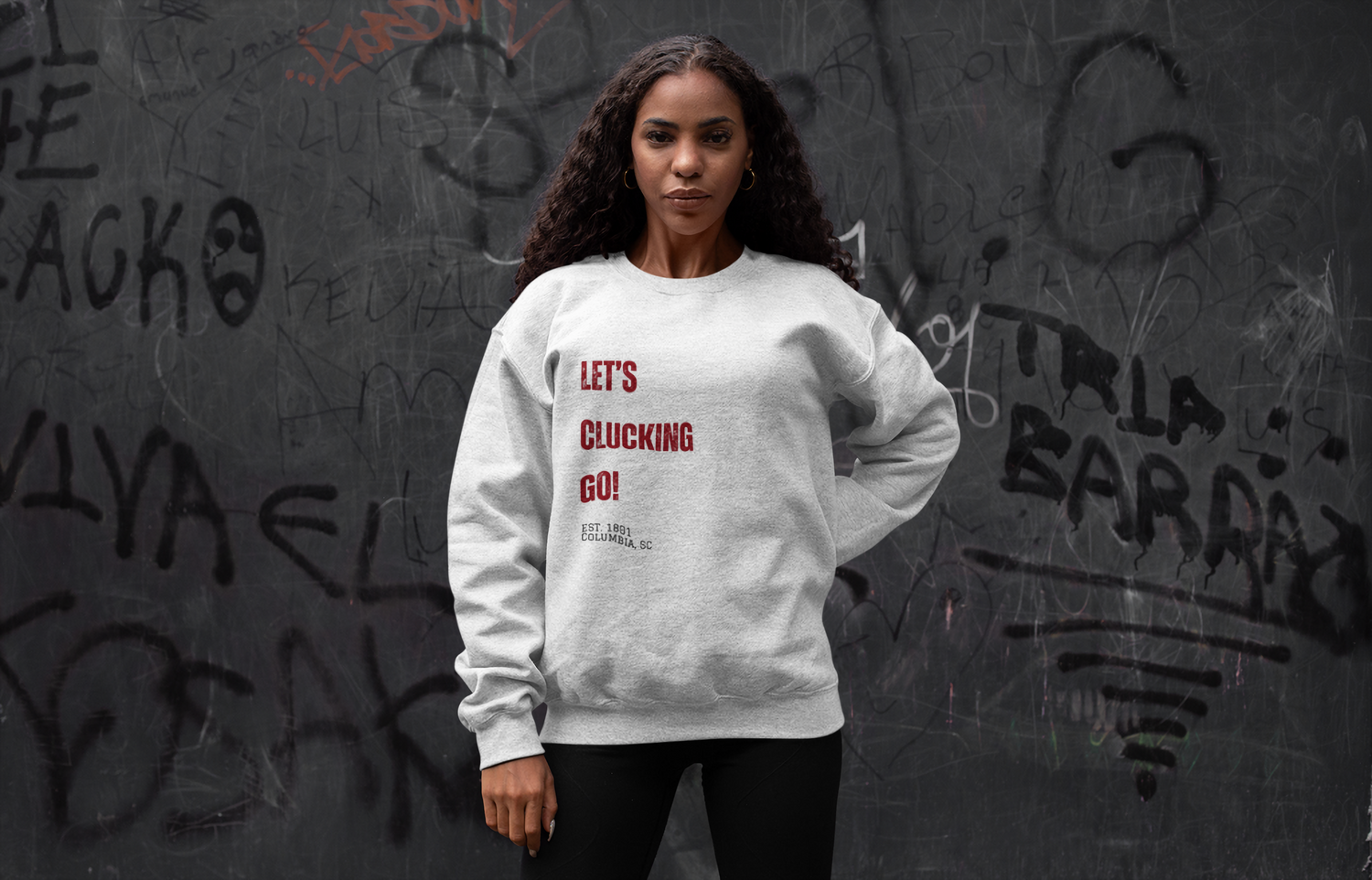 Let's Clucking Go! stacked letters